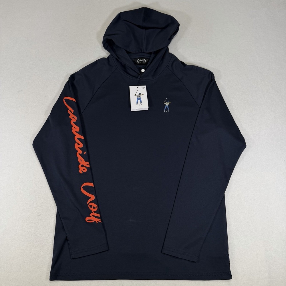 NWT Eastside Golf Men's Small Navy Blue Long Sleeve Lightweight Golf Hoodie $115